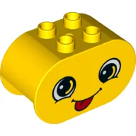 Duplo Brick 2 x 4 x 2 Rounded Ends Dual Sided with Silly / Embarrassed Print