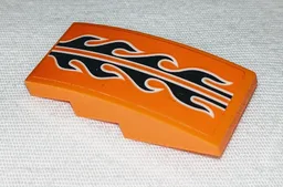 Slope, Curved 4 x 2 with Black and White Flames Pattern (Sticker) - Set 60178