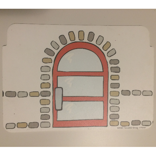 Lego Background, Wall with Stone Details and Door / Ticket Booth, Phone, and Train Map Print / [No Color/Any Color]
