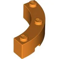 Brick Round Corner 4 x 4 Macaroni Wide with 3 Studs / Orange