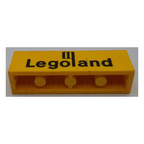 Lego Brick 1 x 4 with Bottom Tubes, Lowered Center Cross Support with Black 'Legoland' Logo Print