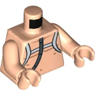 Torso, Bare Chest with White Straps and Tube (Bacta Tank) Print, Light Nougat Arms and Hands / Light Nougat
