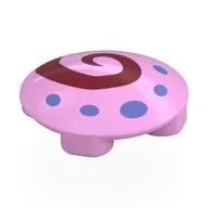 Plate Round 2 x 2 with Rounded Bottom with Medium Lavender Dots, Dark Red Swirl Print