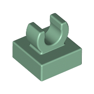 Lego Tile Special 1 x 1 with Clip with Rounded Edges / Sand Green