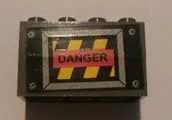 Stickered Assembly 4 x 2 x 2 with Box and 'DANGER' Pattern (Sticker) - Set 6775