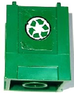 Lego Container, Box 2 x 2 x 2 - Top Opening with Recycling Arrows on White Circle Pattern (Sticker) - Set 70424