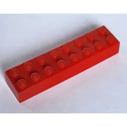 Brick 2 x 8 without Bottom Tubes, with Cross Supports / Red