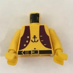 Torso, Vest, Purple, Anchor Tattoo Print, Yellow Arms and Hands