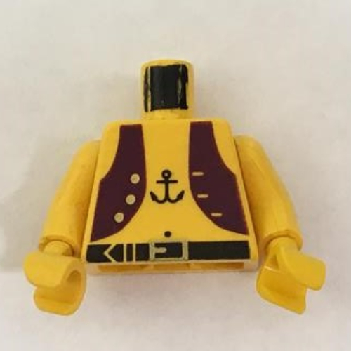 Lego Torso Vest, Purple, Anchor Tattoo Print, Yellow Arms and Hands / Yellow