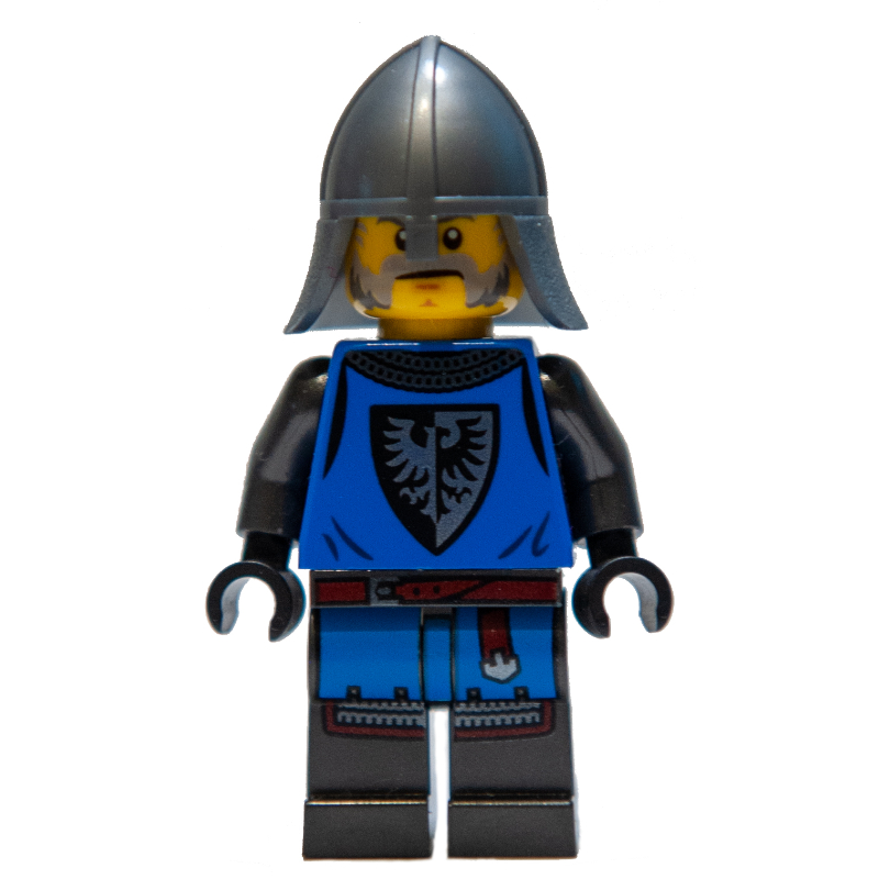 Lego Black Falcon Castle Guard - Blue Torso, Pearl Dark Grey Legs, Light Bluish Grey Mustache