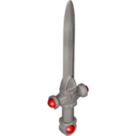 Weapon Sword with Bat, Trans Red Jewels Pattern (Sword of Gryffindor) / Flat Silver
