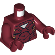 Lego Torso Armor with White Triangle Print, Dark Red Arms and Hands / Dark Red