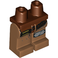 Lego Hips and Medium Nougat Legs with Reddish Brown Ammo Belt, Grey Knee Pad / Reddish Brown