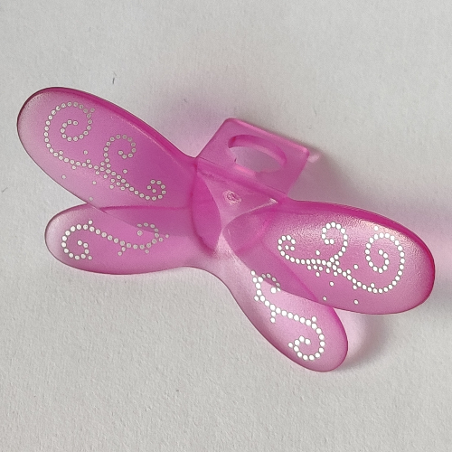 Lego Minifig Neckwear Wings Fairy with Silver Patterns print / Trans-Dark Pink
