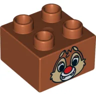 Duplo Brick 2 x 2 with Chipmunk Head with Red Nose and Two Teeth Print (Dale)