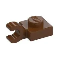 Plate Special 1 x 1 with Clip Horizontal [Thick Open O Clip] / Reddish Brown