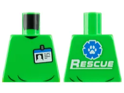 Torso Shirt with Name Badge, White and Blue 'RESCUE' and Paw Print Logo on Back Pattern / Bright Green