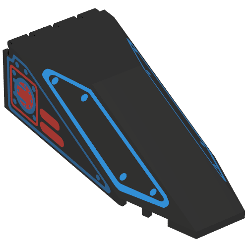 Lego Windscreen 10 x 4 x 2 1/3 Canopy with Blue Outlines and Red Square Print