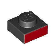 Plate 1 x 1 with Red Square Print / Black