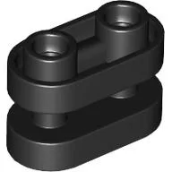 Brick Special 1 x 2 Rounded with Center Bars / Black