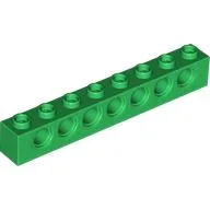 Technic Brick 1 x 8 [7 Pin Holes] / Green