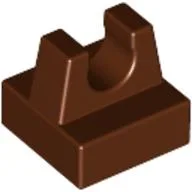 Tile Special 1 x 1 with Clip and Straight Tips / Reddish Brown