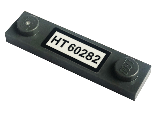 Lego Plate, Modified 1 x 4 with 2 Studs with Groove with 'HT 60282' Pattern (Sticker) - Set 60282