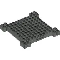 Brick Special 12 x 12 Base with 4 Corner Pegs, 1 x 10 Cutouts, Grooves / Dark Gray