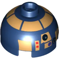 Brick Round 2 x 2 Dome Top with Metallic Gold Astromech Droid Print (R8-B7)