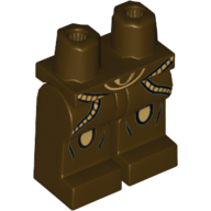 Lego Hips and Dark Brown Legs with Gold Trim and Gold Oval Knee Pads Print (Captain Tarpals) / Dark Brown