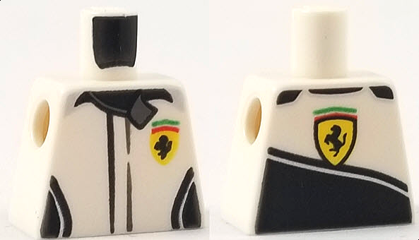 Lego Torso Speed Champions with Black Pockets and Ferrari Logo on Front and Back Pattern