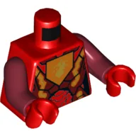 Torso Armor with Dark Red and Orange Plates, Orange Hexagon with Dragon Head Print, Dark Red Arms, Red Hands / Red