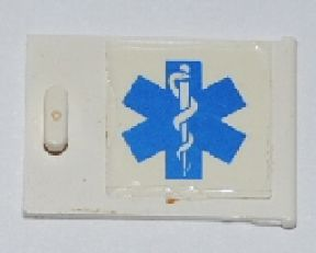 Lego Container, Cupboard 2 x 3 x 2 Door with EMT Star of Life to Right of Handle Pattern (Sticker) - Sets 7726 / 7902