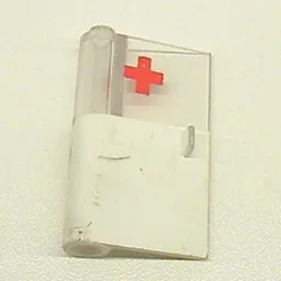 Door 1 x 3 x 4 Left with Window and Red Cross Print, Upper / White