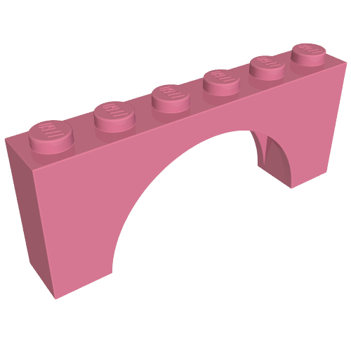 Lego Brick Arch 1 x 6 x 2 - Thick Top with Reinforced Underside / Medium Dark Pink