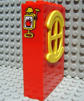 Lego Fabuland Building Wall 2 x 6 x 7 with Round Symmetric Yellow Window with Fire Alarm Pattern (Sticker) - Set 3682