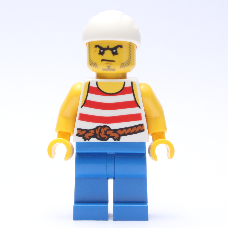 Lego Pirate - Red Stripes, Blue Legs, White Bandana