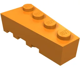 Brick Wedged, Angled 4 x 2 Right / Orange