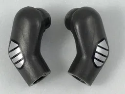 Arm, (Matching Left and Right) Pair with Silver Elbow Pads Pattern / Pearl Dark Gray