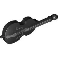Musical Instrument Double Bass with Silver Strings, Dark Bluish Holes Print / Black