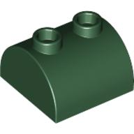 Lego Brick Curved 2 x 2, Two Top Studs / Dark Green
