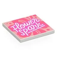 Tile 4 x 4 with Dark Pink 'Flower Spark', Coral Flower, Warm Pink Background Print