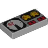 Lego Tile 1 x 2 with Red 82, Yellow and White Gauges Print / Light Bluish Gray