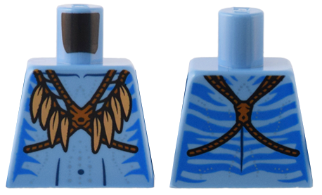 Lego Torso Na'vi with Blue Markings, Dark Orange Strap with Medium Nougat Feathers, and Silver Spots Pattern