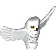 Lego Animal, Bird, Owl Small with Open Wings, Angular Features with Yellow Eyes and Light Bluish Gray Rippled Chest Feathers Print