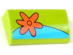 Slope, Curved 2 x 4 x 2/3 with Bottom Tubes with Orange Flower Pattern Model Left Side (Sticker) - Set 75902