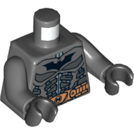Lego Torso Armor with Batman Logo and Copper Belt Print, Dark Bluish Gray Arms, Black Hands / Dark Bluish Gray