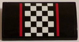 Slope, Curved 2 x 4 x 2/3 with Bottom Tubes with Red Stripes and Black and White Checkered Pattern (Sticker) - Set 60084