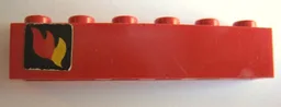 Brick 1 x 6 with Classic Fire Logo Pattern Left (Sticker) - Sets 374-1 / 590