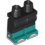 Lego Hips with Black Legs and Dark Turquoise Boots Pattern with Sneakers, White Spider print / Black